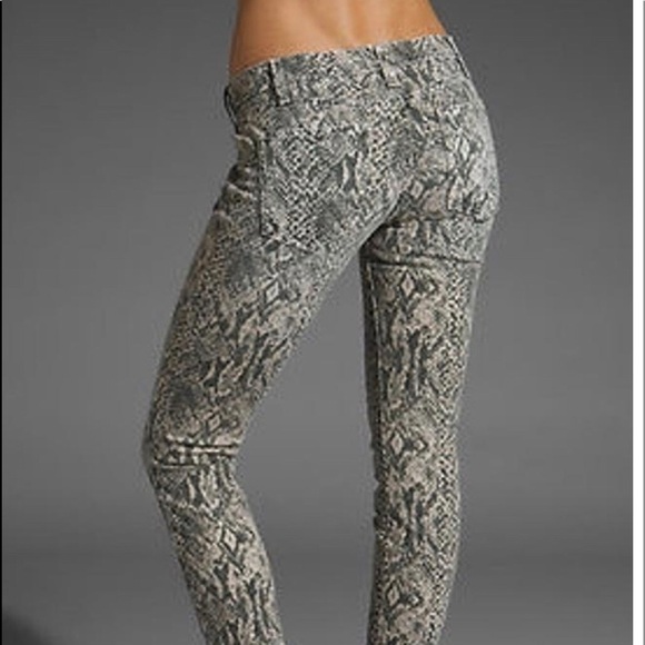 Current/Elliott Jeans Low Rise The Ankle Skinny Canvas Python Snake Print Sz 26‎ - Picture 2 of 16